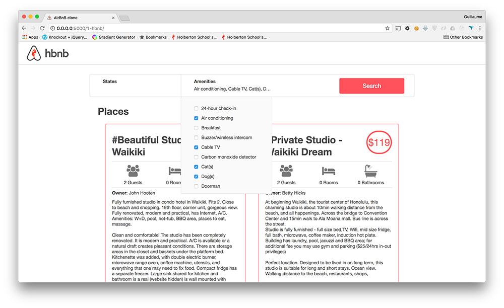 A clone of the AirBnB web app.